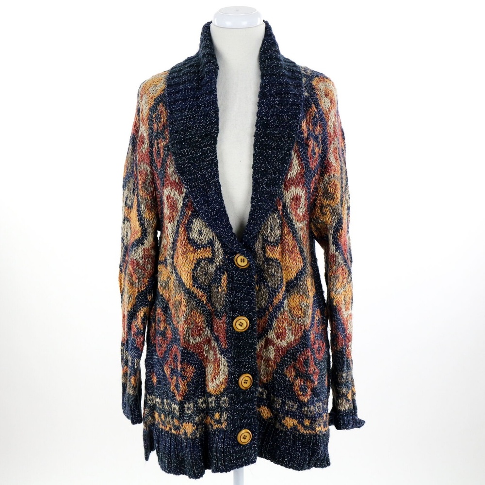 J Jill Long Cardigan Sweater Jacket Chunky Knit L